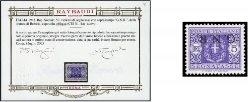 1943, Italien Militärpost Ausgaben Guardia Nazionale, M 54 K, **