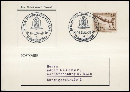 Sport u. Spiel,Olympia Berlin 1936,Sonderstempel, Brief