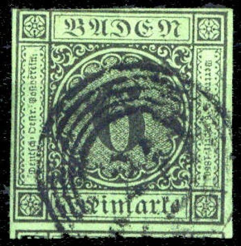 1851, Altdeutschland Baden, 3 b, gest.