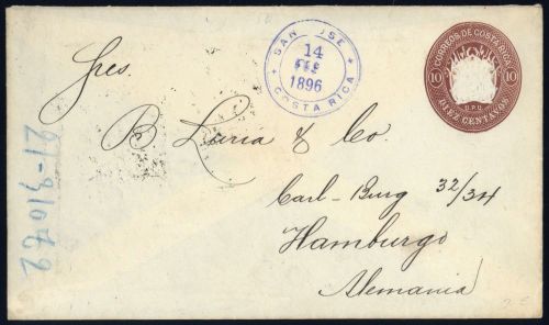 1890, Costa Rica, U 4 II, Brief