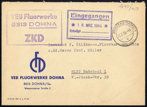 1966, DDR Verwaltungspost C Laufkontrollzettel ZKD, Brief