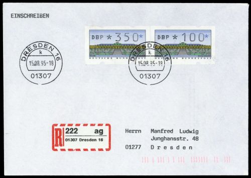 1995, Bundesrepublik Deutschland, 2 ATM, Brief