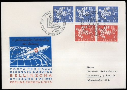 1961, Luftfahrt,Raketenpost,allgemein, 736-37, Brief