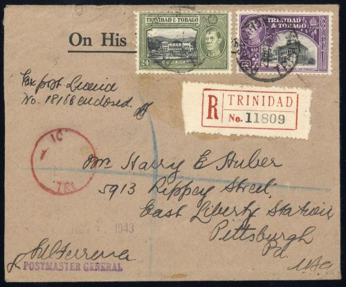 1938, Trinidad und Tobago, 140 a, 141, Brief