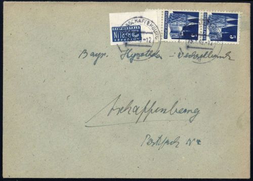 1948, Bizone Zwangszuschlagsmarken, 1 Ecke u.a., Brief