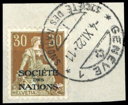 1922, Schweiz Völkerbund SDN, 6, Briefst.