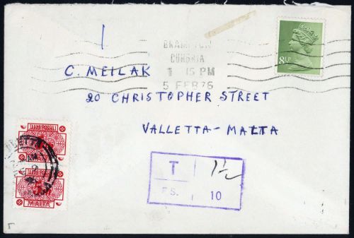 1976, Malta, P 40 (2) u.a., Brief