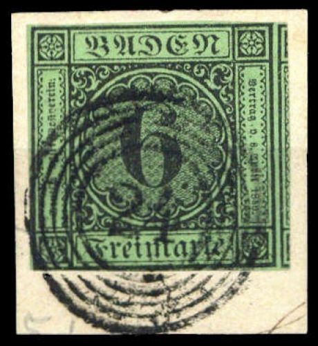 1851, Altdeutschland Baden, 3 b, Briefst.