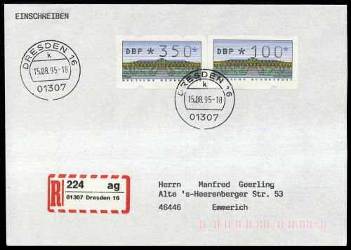 1995, Bundesrepublik Deutschland, 2 ATM, Brief