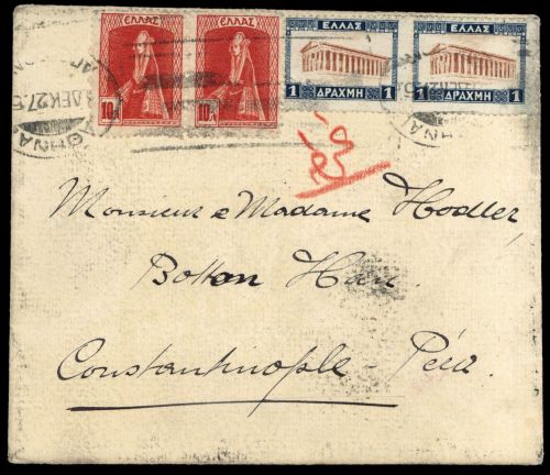 1927, Griechenland, 305 (4), 311 (2), Brief