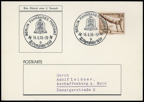 Sport u. Spiel,Olympia Berlin 1936,Sonderstempel, Brief