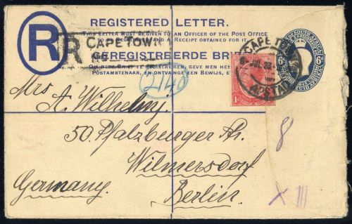 1922, Südafrika, EU 5 B u.a., Brief
