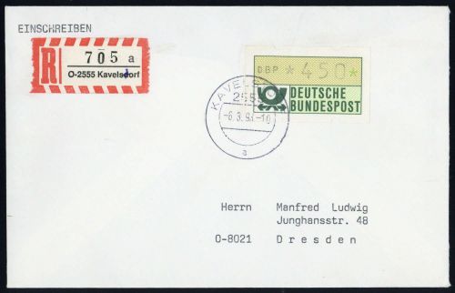 1993, Bundesrepublik Deutschland, 1 ATM, Brief