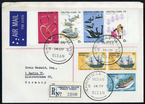 1972, Weihnachtsinseln, 90-93 X, 54 u.a., Brief