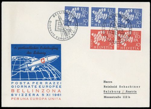 1961, Luftfahrt,Raketenpost,allgemein, 736-37, Brief