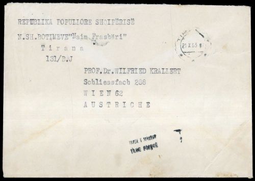1963, Albanien, Brief