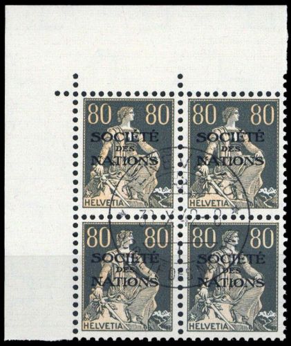 1922, Schweiz Völkerbund SDN, 11 z Eck, cto