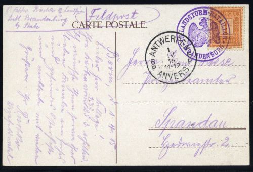 1915, Deutsche Besetzung I. WK Belgien, Brief