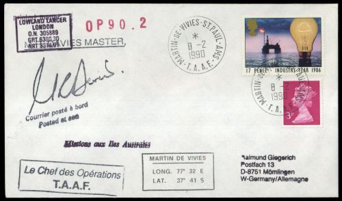 1990, Französische Gebiete in der Antarktis, GB 1056 u.a., Brief