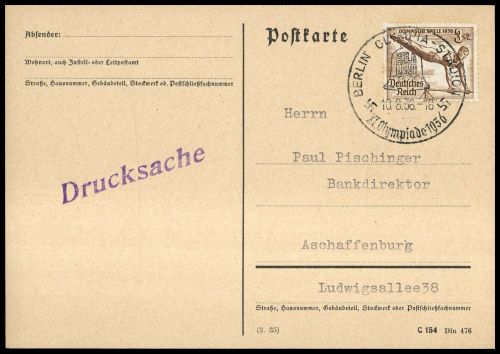 Sport u. Spiel,Olympia Berlin 1936,Sonderstempel, Brief