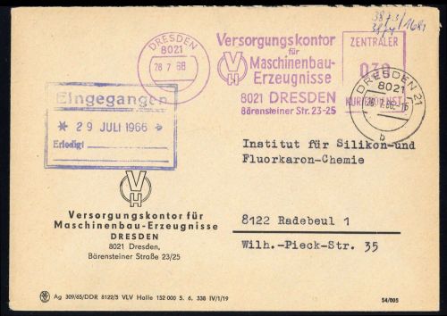 1966, DDR Verwaltungspost C Laufkontrollzettel ZKD, Brief