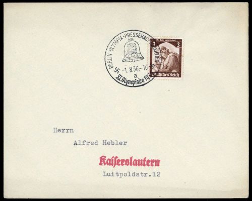 Sport u. Spiel,Olympia Berlin 1936,Sonderstempel, Brief