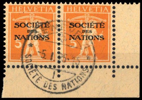 1922, Schweiz Völkerbund SDN, 1 Ecke, cto