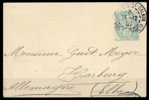 1902, Französische Post in der Levante, U 1 II, Brief