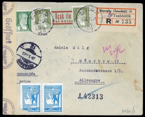 1943, Türkei, 949, 958 (2), Brief