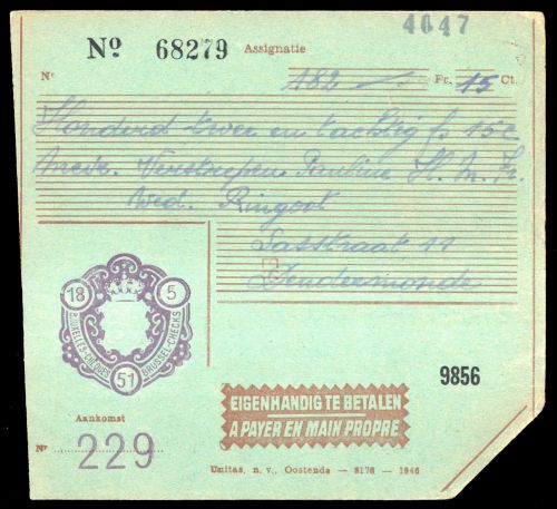 1951, Belgien, Brief
