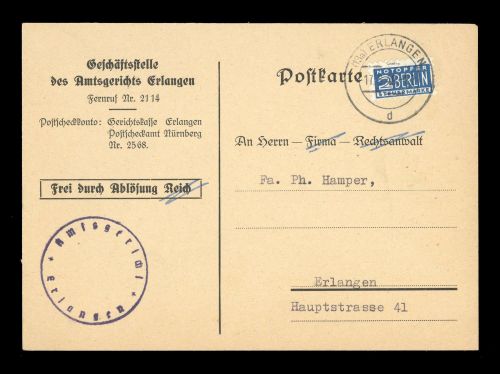 1948, Bizone Zwangszuschlagsmarken, 2, Brief