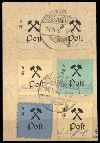 1945, Deutsche Lokalausgabe Grossräschen, 13 III u.a., Briefst.