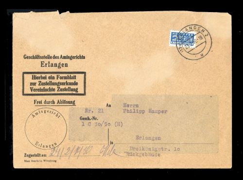 1948, Bizone Zwangszuschlagsmarken, 2, Brief