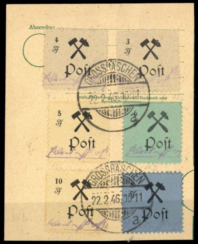 1945, Deutsche Lokalausgabe Grossräschen, 16 III u.a., Briefst.