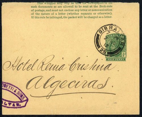 1912, Gibraltar, S 12, Brief