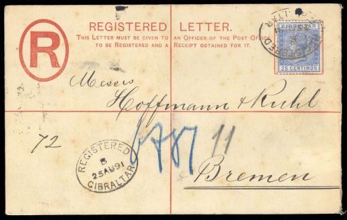 1889, Gibraltar, EU 8 B u.a., Brief