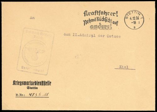 1936, Deutsche Marine Schiffspost, Brief