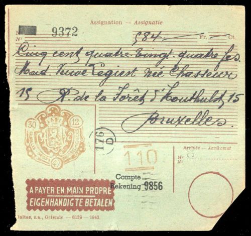 1947, Belgien, Brief