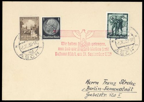 Sudetenland Asch, DR 663 u.a., Brief