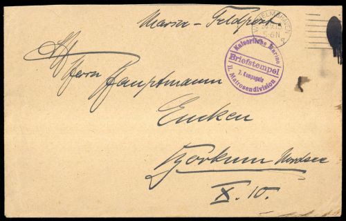 1915, Deutsche Marine Schiffspost, Brief