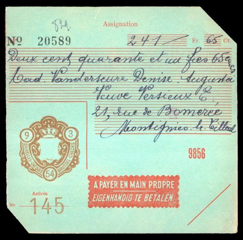 1954, Belgien, Brief