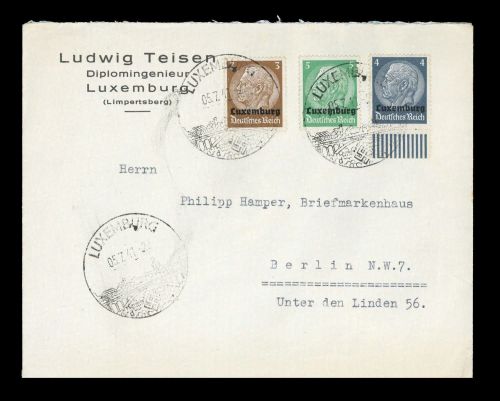 1940, Deutsche Besetzung II. WK Luxemburg, 1-3, Brief
