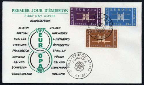 1963, Zypern, 225-27, FDC