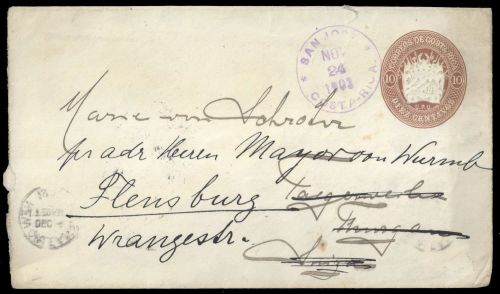 1890, Costa Rica, U 4 II, Brief