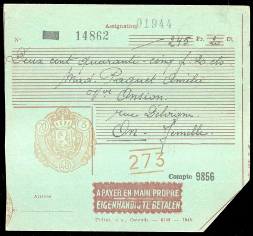 1948, Belgien, Brief