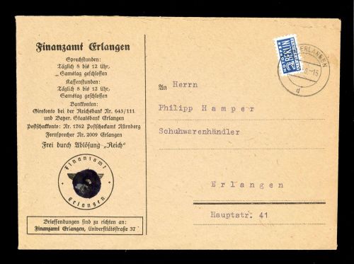 1948, Bizone Zwangszuschlagsmarken, 2, Brief