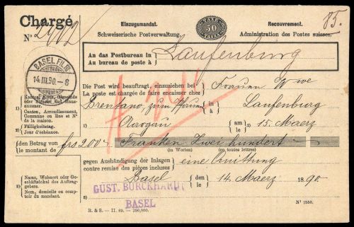 1890, Schweiz, Brief
