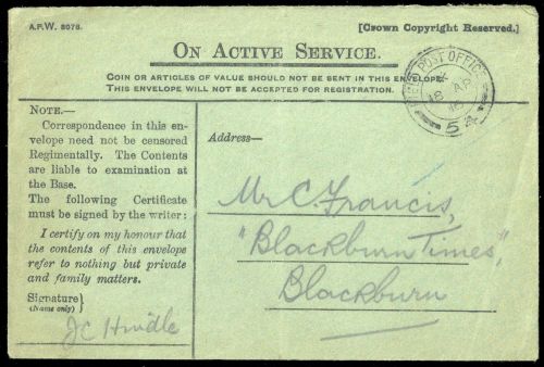 1916, Grossbritannien, Brief