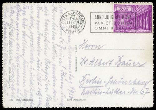 1950, Vatikanstaat, 156, Brief