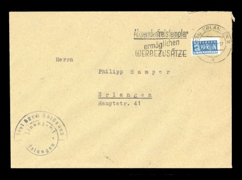 1950, Bizone Zwangszuschlagsmarken, 6, Brief